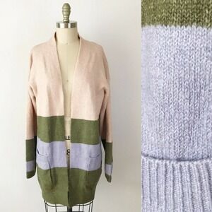 Pastel Striped Stitch Fix Cardigan, Striped Cozy Knit Open Front Sweater NWT‎